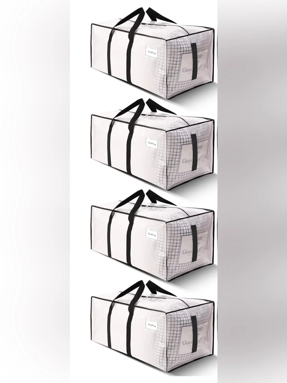 4-Pack HOMESURE Heavy Duty Moving Bags Large Zippered Storage Totes Handles